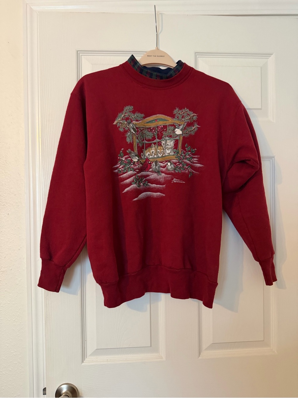 Vintage Morning Sun Christmas Cats & Birds Sweatshirt – Size Medium